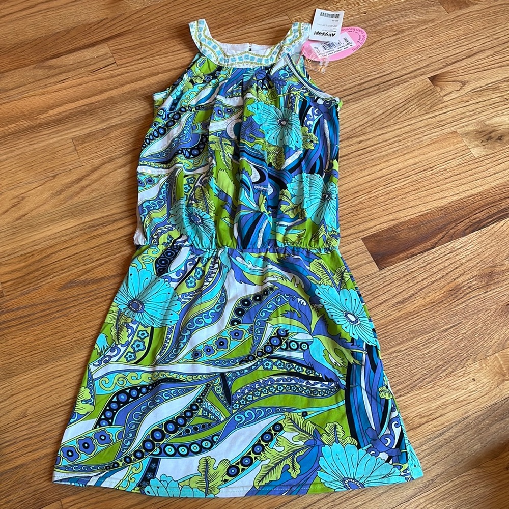 NWT- Haven girl dress-size medium 10/12-blue, green and white-pretty and modern!